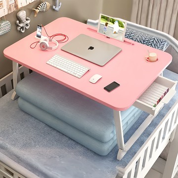 費歐家 折疊電腦桌 抽屜款  70 x 48 x 32cm  櫻花粉