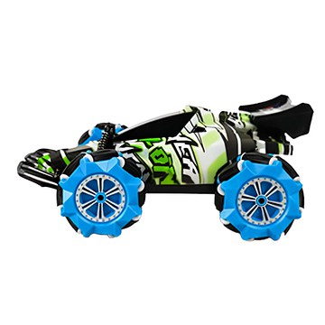 AJ18麥克納姆輪酷炫特技遙控車 全方位特技 2.4G對頻 充電電池 持久耐用  C版綠色  1個