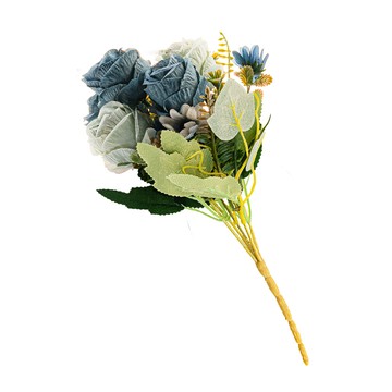 【dayneeds】仿真花藝-玫瑰花(6色可選)5支入藍色