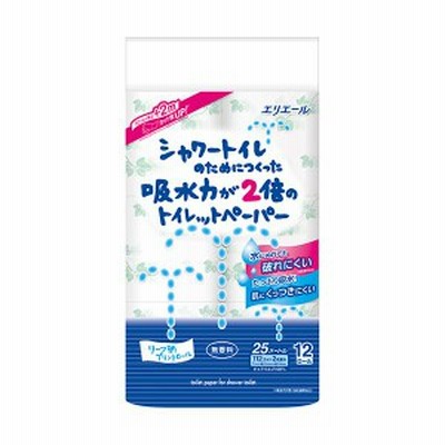 (まとめ)エリエール 吸水力が2倍のトイレットペーパー ダブル 芯あり 25m 無香料 1セット(72ロール:12ロール×6パック)〔×3〕