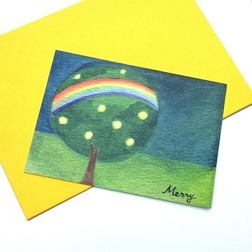 明信片 彩虹樹