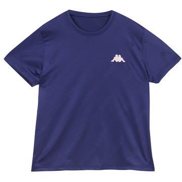 KAPPA義大利時尚女性短袖圓領衫 淺丈青底丈青字花版 311M76W867