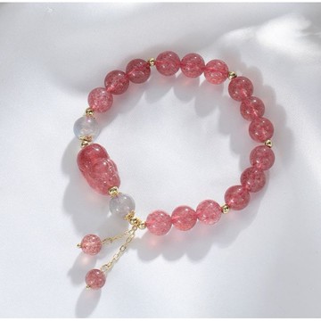 ⭐️現貨⭐️天然水晶手鍊女草莓晶手串貔貅流蘇手鍊現貨批發💗肥嘟嘟飾品批發💗