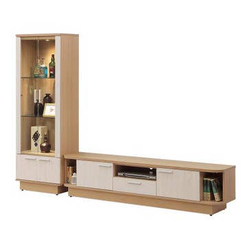 【唯熙傢俱】喬莉原木雙色8尺L型電視櫃