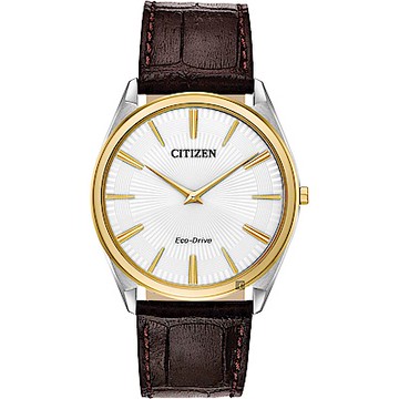 CITIZEN 星辰 Eco-Drive 光動能紳士薄型手錶 新年開運 送禮推薦-金圈x咖啡/38mm AR3074-03A