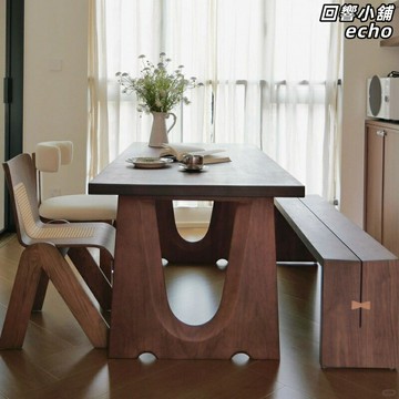 【意式輕奢】實木餐桌 胡桃木餐桌 書桌 飯桌 辦公桌 全實木 長方形 現代簡約 中古風 小戶型適用 多功能一體
