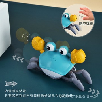 ✨超高迴購✨兒童玩具 感應自動避障螃蟹電動燈光音樂章魚充電衕款創意兒童玩具