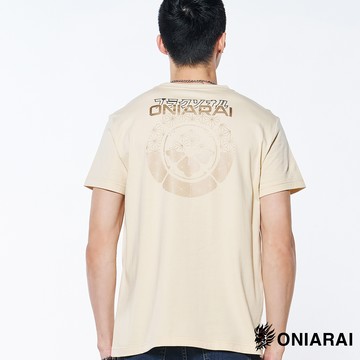 【買1送1↘滿額再折㊙】大和魂家紋半剖短TEE(淺卡其) - BLUE WAY 鬼洗い