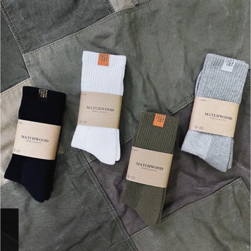【Matchwood】 Basic Sock 經典布標中筒襪 台灣製 4色 AS-029