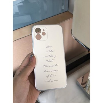 愛超越時空｜英文原創手機殼 modemoiselle英語漸變文字 銀色手機殼液態硅膠軟殼 鏡頭全包 ins風Apple/蘋果