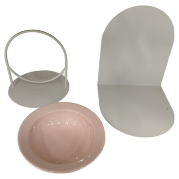 沐慕家居 磁吸寵物碗 碗架 + 碗 Set  陶瓷磁鐵材質  碗高度5-18.5cm自由調整  粉色  1組