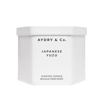 AYDRY & co. 美國  日本柚子 JAPANESE YUZU 簡約白色六角錫罐 7.5oz / 212g 香氛蠟燭