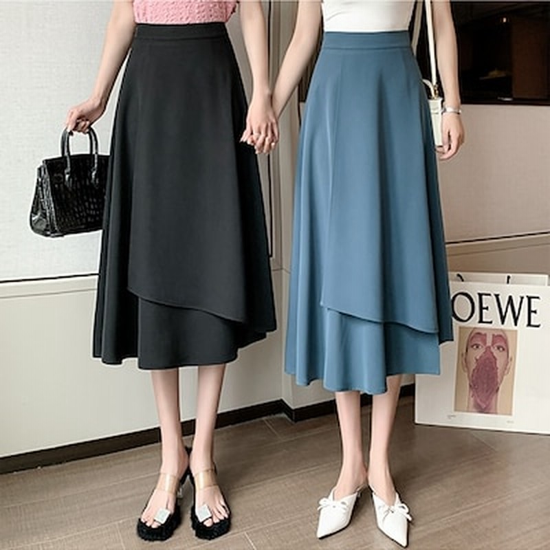 髙品質 イレギュラーヘムフレアスカート タイトスカート フリルスカート スカート ひざ丈 スカート レディース ジョーゼット 通販 Lineポイント最大5 0 Get Lineショッピング