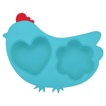 inno baby 歡樂小雞矽膠蒸盤 食品級矽膠 兩格分隔設計 可用於烤箱、微波爐 冰箱  單件  水藍色  1個