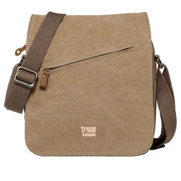 Troop London｜多層大容量帆布斜背包TRP0238 - 淺棕色