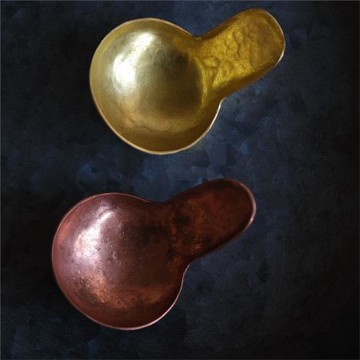 紅銅咖啡豆勺mini黃銅佐料勺 創意手工隨型茶勺小號調羹可愛
