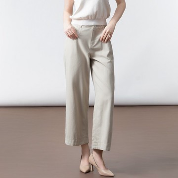 【ICare】簡約米杏色修身休閒寬褲(M-L) | 女休閒褲 女長褲