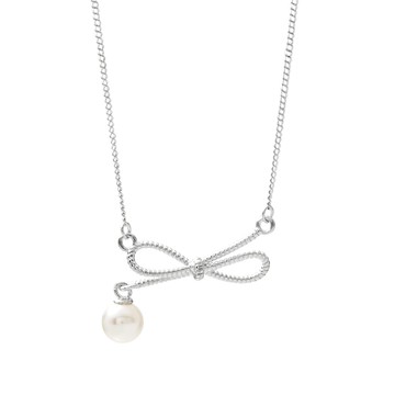 [採用施華洛世奇珍珠/純銀] 溫柔蝴蝶結鎖骨鍊 / 2 size / Gentle Bow Necklace
