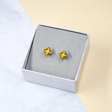 【出清品】絕版複古金色摺紙鑽石形耳環