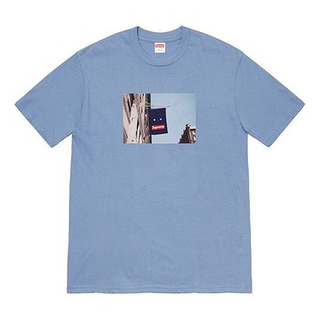 Supreme FW19 Week 1 Banner Tee Short Sleeve Unisex Blue Gray