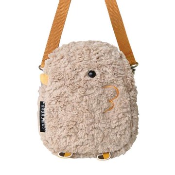 三色補丁毛絨包包女 新款日系秋冬可愛軟妹小挎包羊羔毛斜挎包