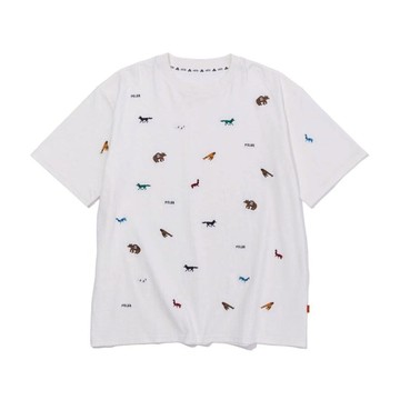 日本限定 -日式水洗電繡TEE / 動物*白色 尺寸XL