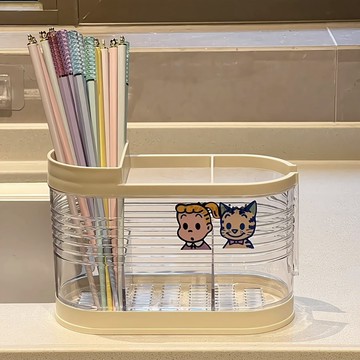 高顏值家用廚房分格原田治筷子籠臺面餐具收納盒多功能瀝水筷筒架 小紅書同款