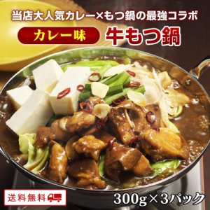 牛もつ鍋1人前（カレー味）300g×3パック もつ鍋 お一人様用 x 3食分 個食タイプが新登場 博多もつ 牛もつ鍋 1人前 牛もつ 60g入り 長期