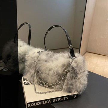 韓國ins同款毛毛包包女秋冬網紅流行毛絨手提包高級感毛茸茸手拎