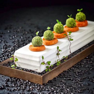 中式長方磚頭形平盤壽司點心肥牛盤子異形陶瓷意境菜擺盤餐具