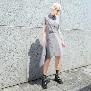 隨興斜襬不對稱洋裝