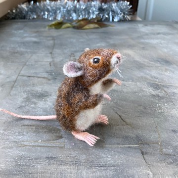 可愛逼真的羊毛氈老鼠擺件  手工羊毛微型動物收藏品