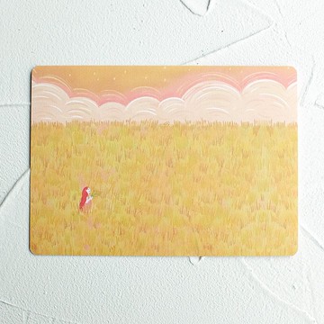 稻田的粉色少女|明信片