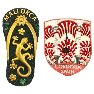 A-ONE 匯旺 西班牙金色蜥蜴可愛磁鐵 + 西班牙科爾多瓦主教座堂 背包貼 2件組  西班牙金色蜥蜴 + 西班牙科爾多瓦主教座堂  1.57 x 3.35吋 + 2.5 x 3.1吋