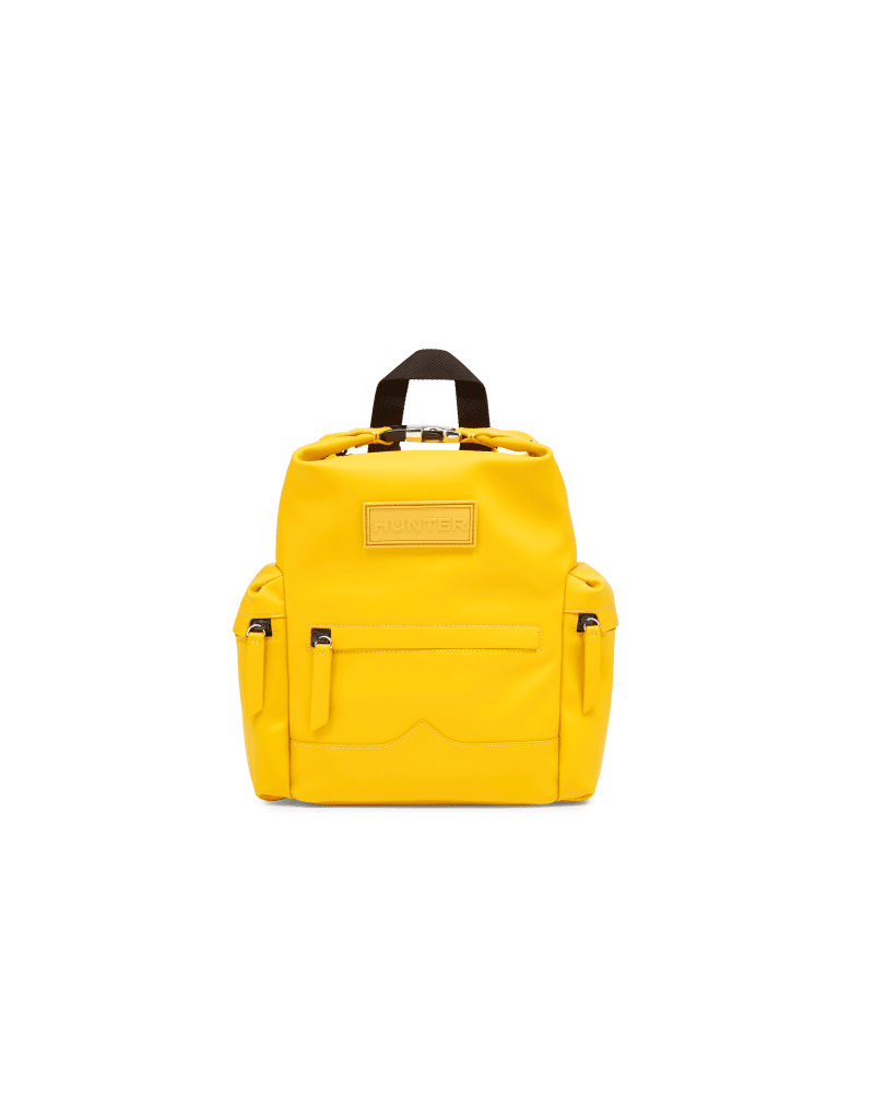 Mini-rucksack Aus Gummiertem Leder Mit Klippverschluss