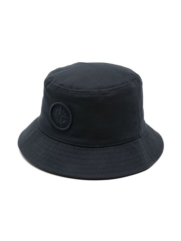 Stone Island Junior - logo-patch cotton bucket hat - kids - Cotton/Cotton - 2 - Blue