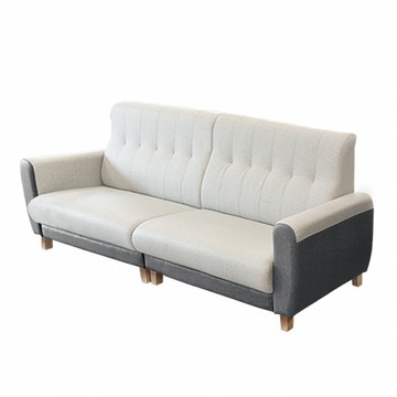 IHouse-好便宜 台灣製高背S曲線護腰 迴彈貓抓皮沙發  4人座香草黃+ 麥茶棕