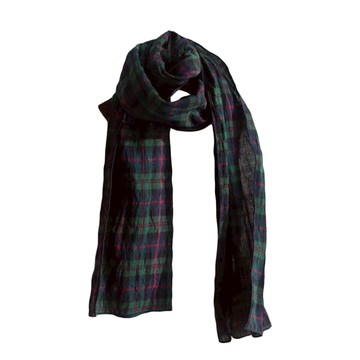 VARVISU 雷娜格紋棉質圍巾  165 × 35 厘米  綠色