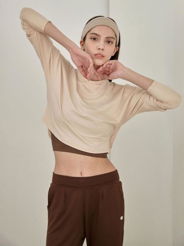 Open Back Wrap Moisture-Wicking Yoga Cover-up [Beige] (DEVI-T0128)