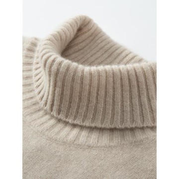 2024秋冬新款高領羊絨衫男士雙股加厚親膚山羊絨寬松針織打底毛衣