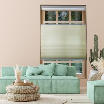 春綠上下開合雙循環珠鍊半遮光蜂巢簾 (Spring Green)