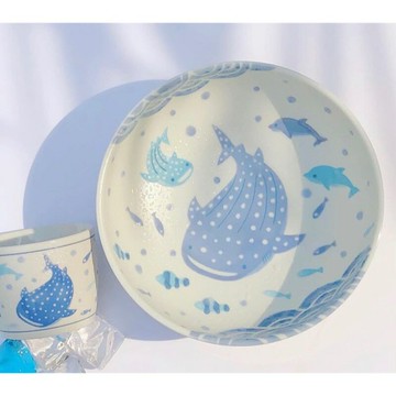 日本??沖繩限定? 鯨鯊???蕎麥千代口  尺寸：8.7*6.6cm  麵鉢 尺寸：19.5*6cm