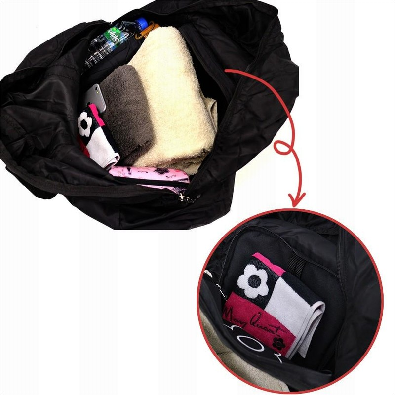 【マリークワント】　ビックバッグ　新品未使用品　黒　ボストン　収納バッグ付　刺繍 マリークワント】 ビックバッグ 新品未使用品 黒 ボストン 収納