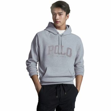 Polo Ralph Lauren RL 熱銷貼布刷毛文字連帽T恤 上衣-灰色