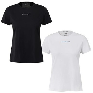 Descente 迪桑特 短袖上衣 女裝 涼感 修身 黑/白 SR212PTS41-BLK0/SR212PTS41-WHT0
