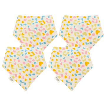 PUKU 藍色企鵝 柔棉造型領巾 Set 2件  多色音符圖案領巾 柔軟棉質圍兜 手帕 口水巾  42*29*29cm  音符  4件