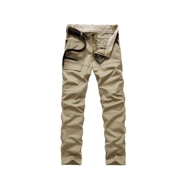 春秋季男士工裝褲休閑薄款長褲寬松直筒多袋軍旅純棉褲子