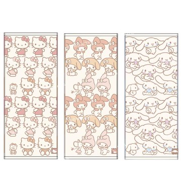 小禮堂 Sanrio 三麗鷗 34x80cm 天然色長毛巾 (滿版款) Kitty 美樂蒂 大耳狗