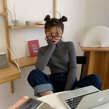 【壹號店】秋冬新款針織衫半高領彈性顯瘦針織上衣 針織衫 冬裝 長袖套頭上衣女 冬裝 發熱衣 修身毛衣學院風純色打底衫