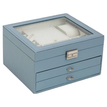 PORA BELLA 大容量多層皮革702首飾盒  藍色